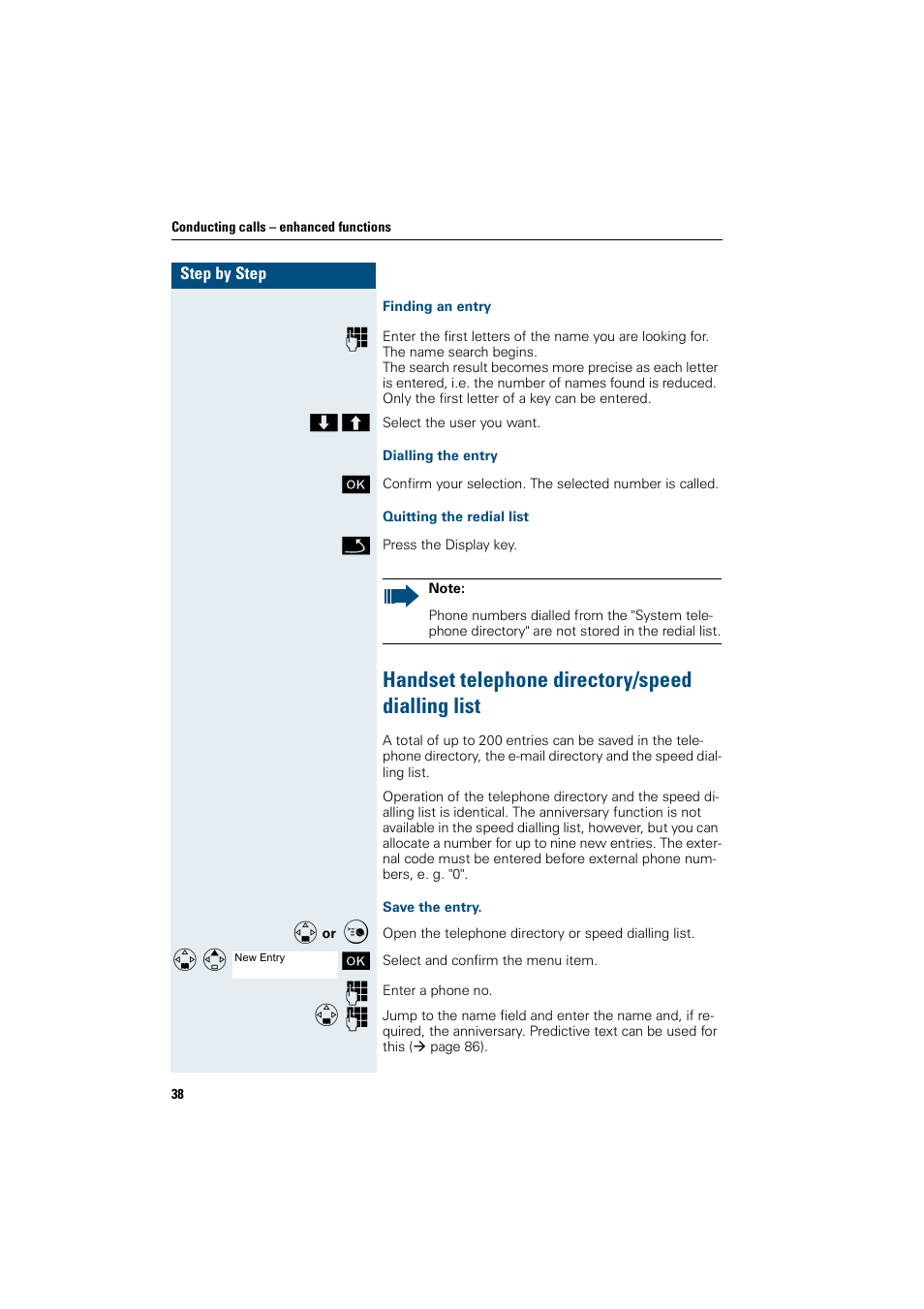 Handset telephone directory/speed dialling list | Siemens Gigaset SL1 User Manual | Page 46 / 110