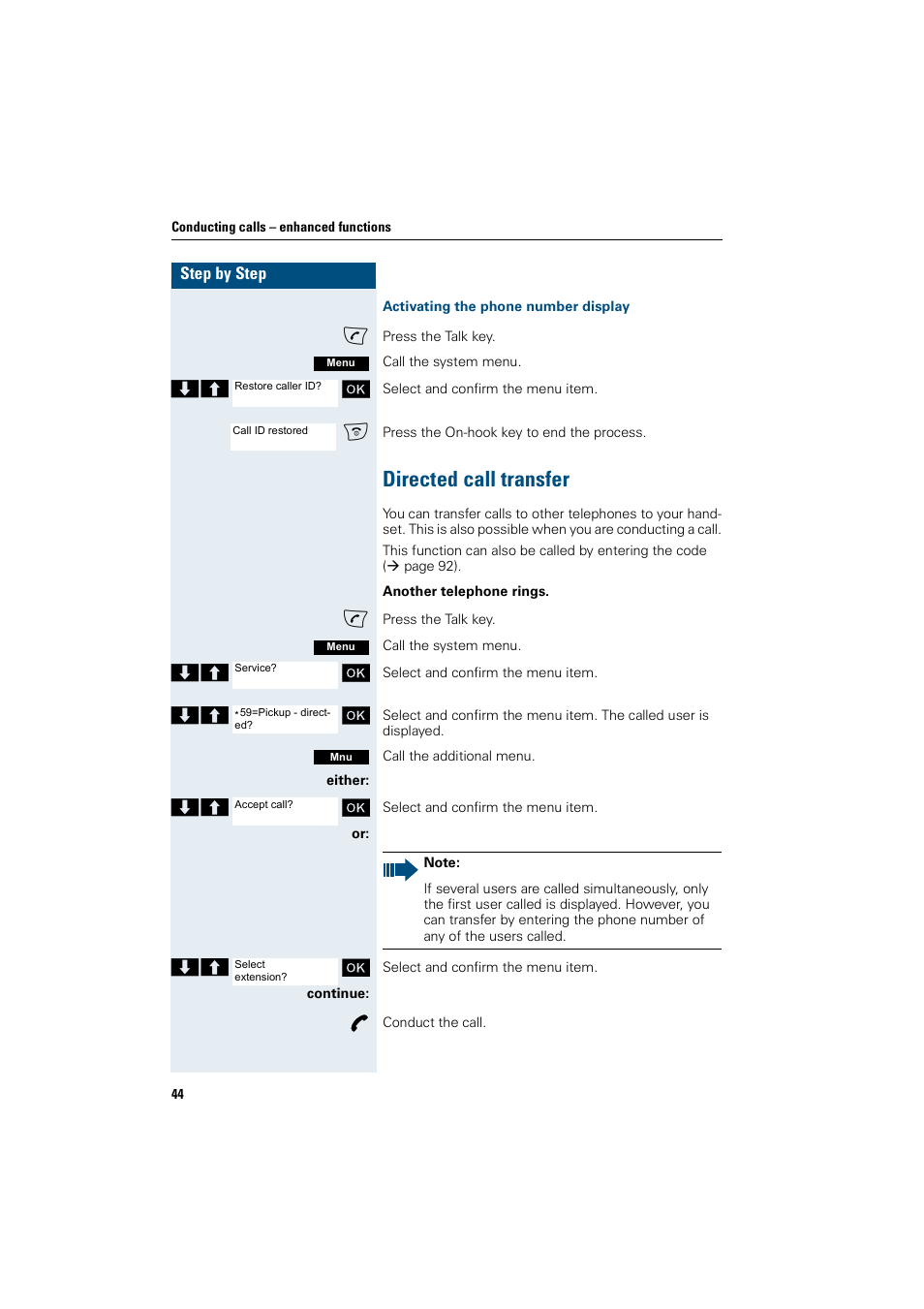 Directed call transfer | Siemens Gigaset SL1 User Manual | Page 52 / 110