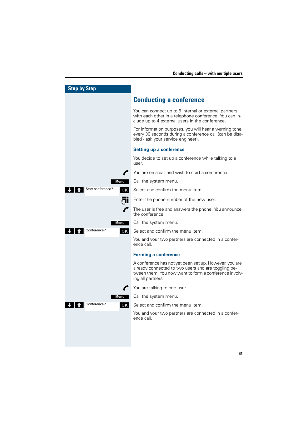 Conducting a conference | Siemens Gigaset SL1 User Manual | Page 69 / 110