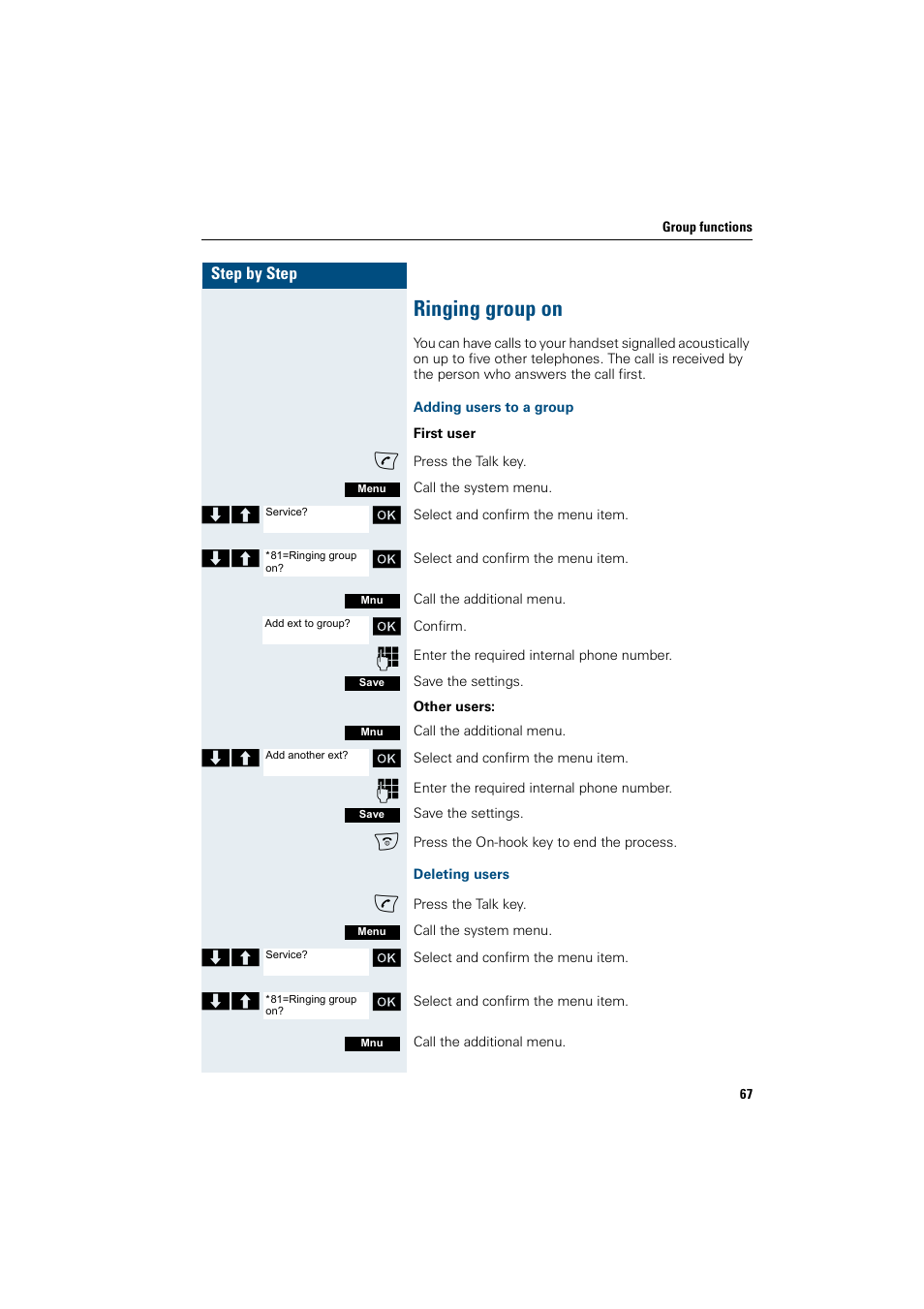 Ringing group on | Siemens Gigaset SL1 User Manual | Page 75 / 110