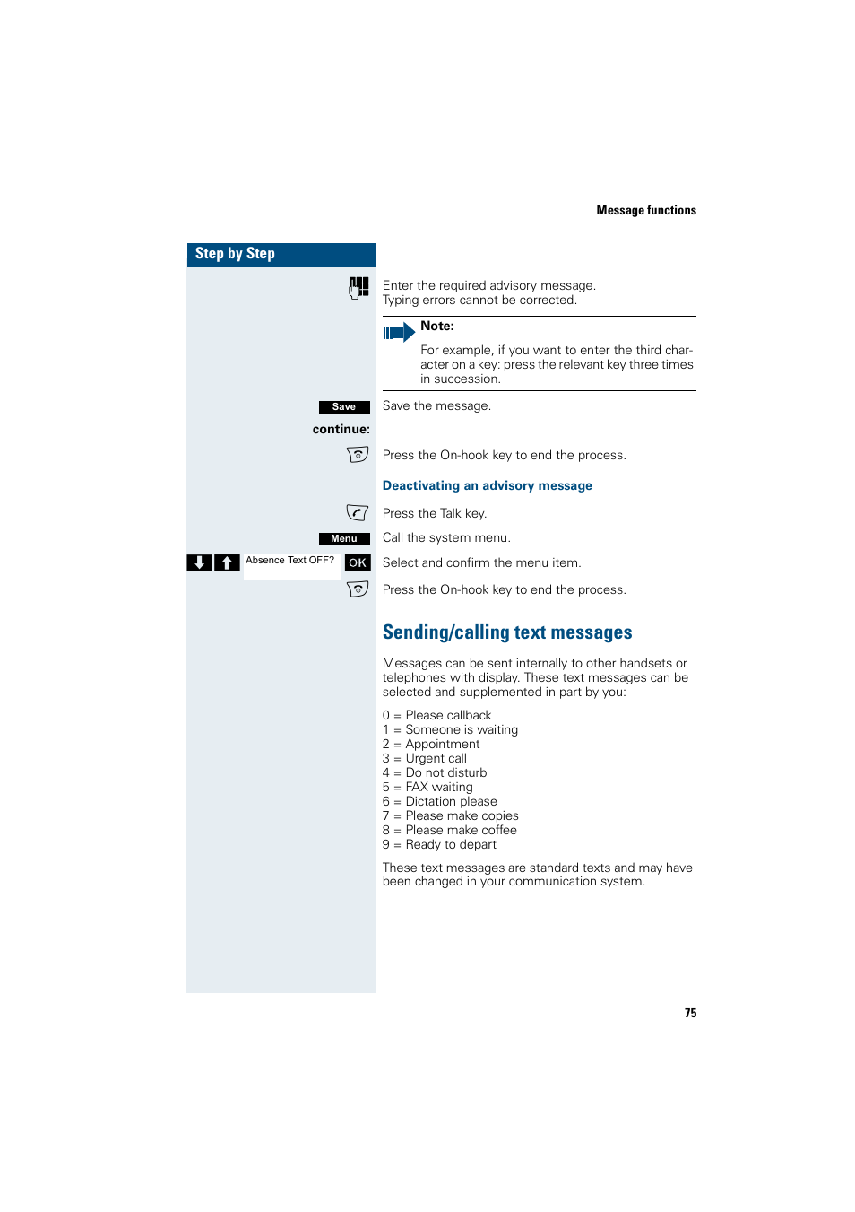 Sending/calling text messages | Siemens Gigaset SL1 User Manual | Page 83 / 110