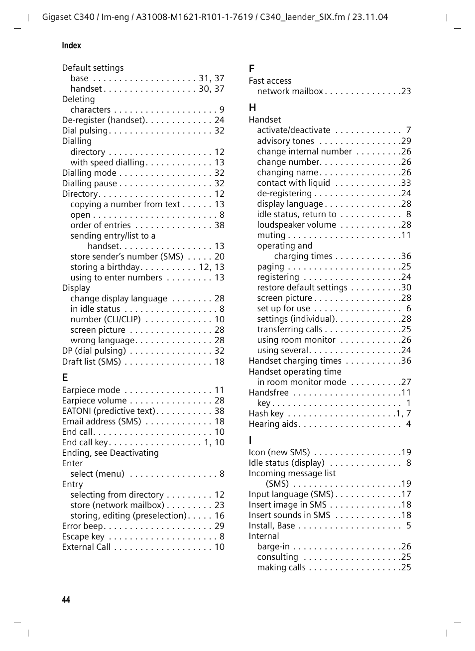 Siemens Gigaset C340 User Manual | Page 45 / 48