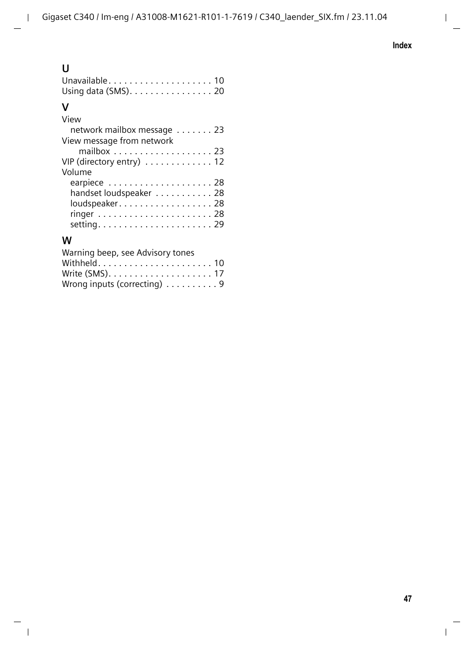 Siemens Gigaset C340 User Manual | Page 48 / 48