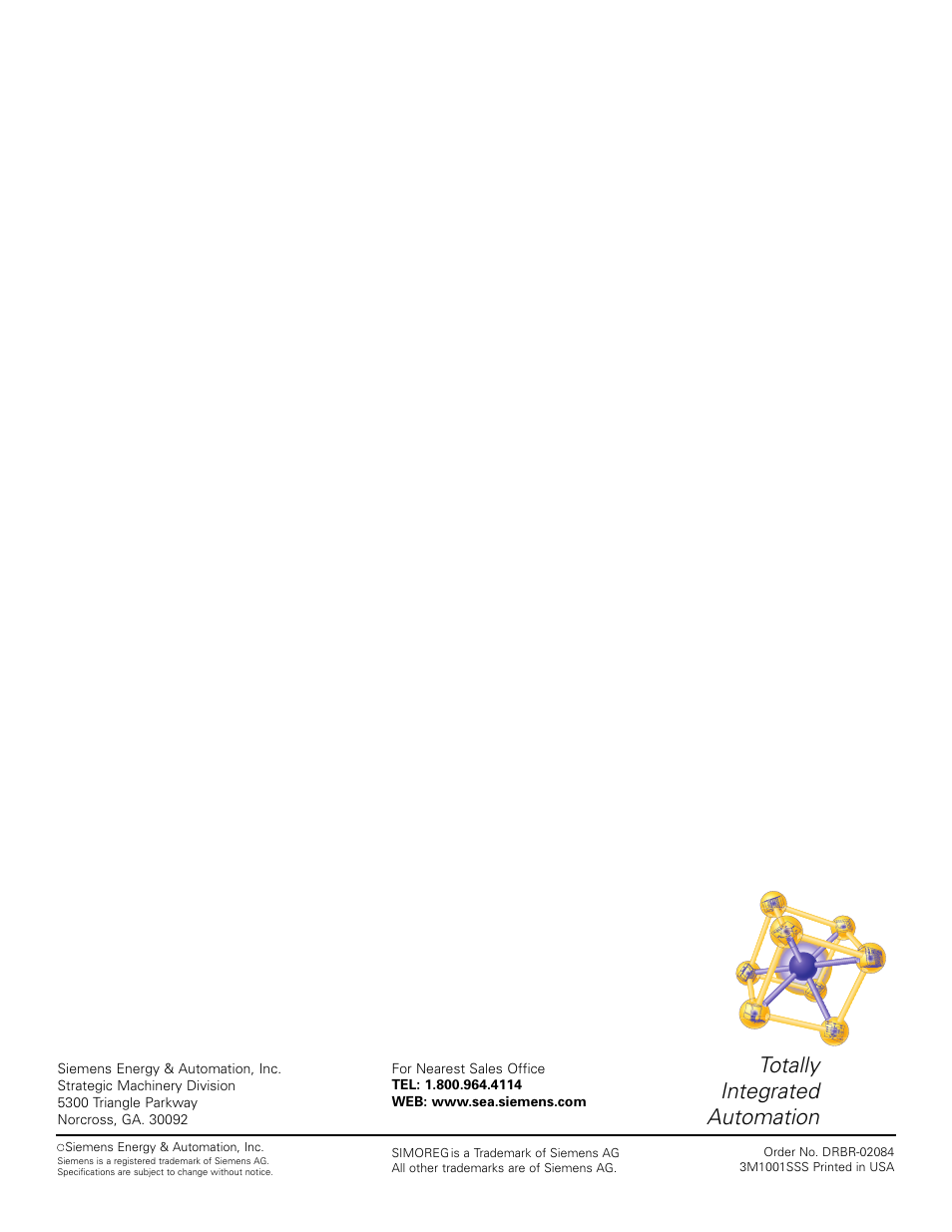 Totally integrated automation | Siemens 6RA70 User Manual | Page 12 / 12