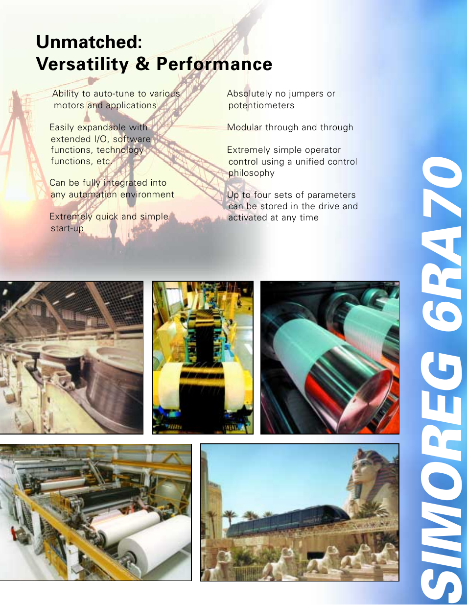 Simoreg 6ra70, Unmatched: versatility & performance | Siemens 6RA70 User Manual | Page 6 / 12