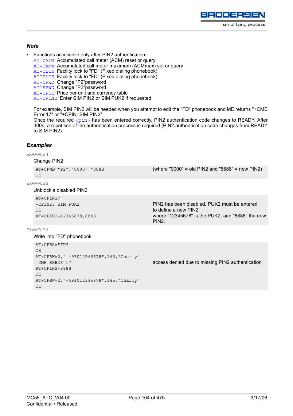 Siemens Brodersen MC55 AT User Manual | Page 104 / 475