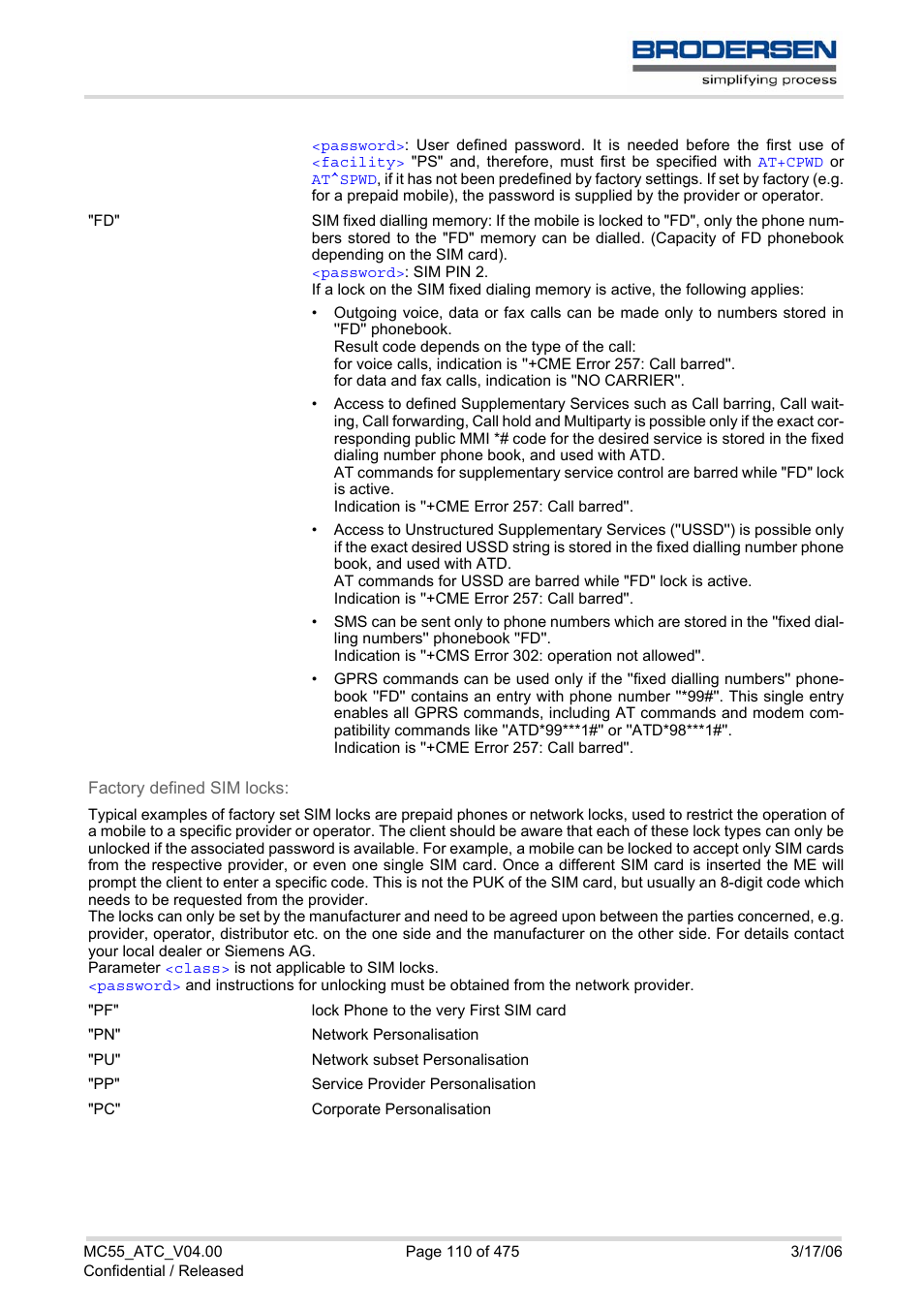 Siemens Brodersen MC55 AT User Manual | Page 110 / 475