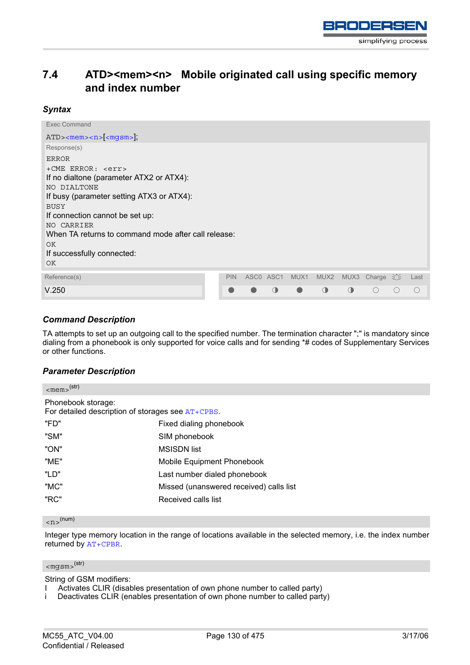 Siemens Brodersen MC55 AT User Manual | Page 130 / 475