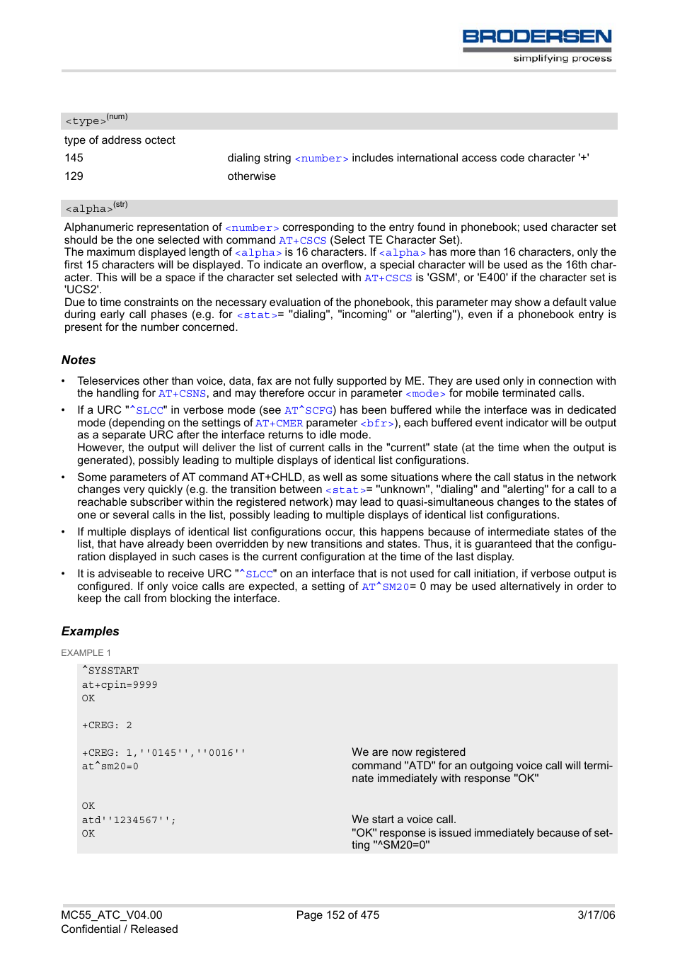 Type, Alpha | Siemens Brodersen MC55 AT User Manual | Page 152 / 475