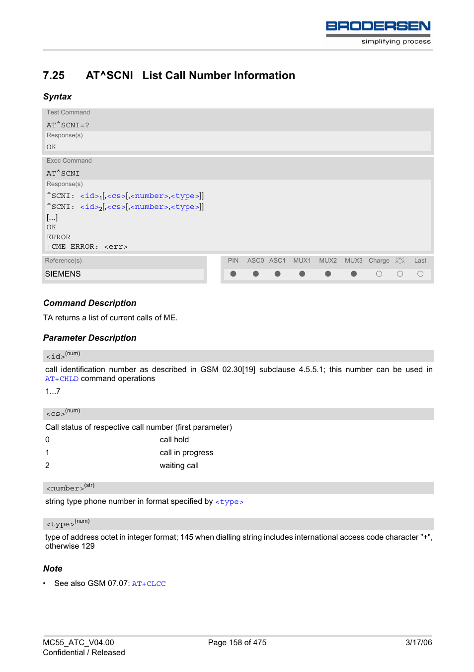 25 at^scni list call number information, At^scni | Siemens Brodersen MC55 AT User Manual | Page 158 / 475