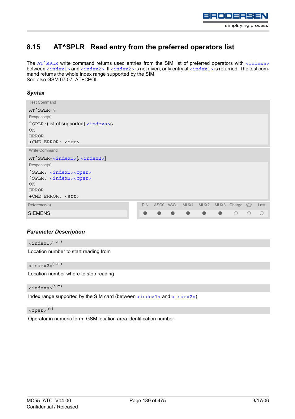 Siemens Brodersen MC55 AT User Manual | Page 189 / 475