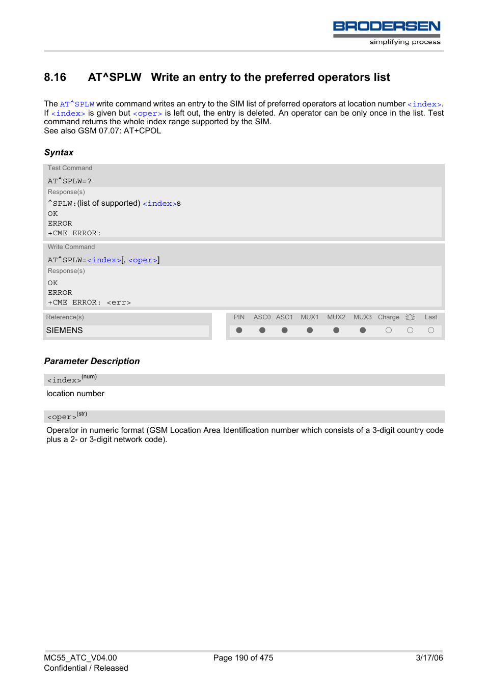 Siemens Brodersen MC55 AT User Manual | Page 190 / 475