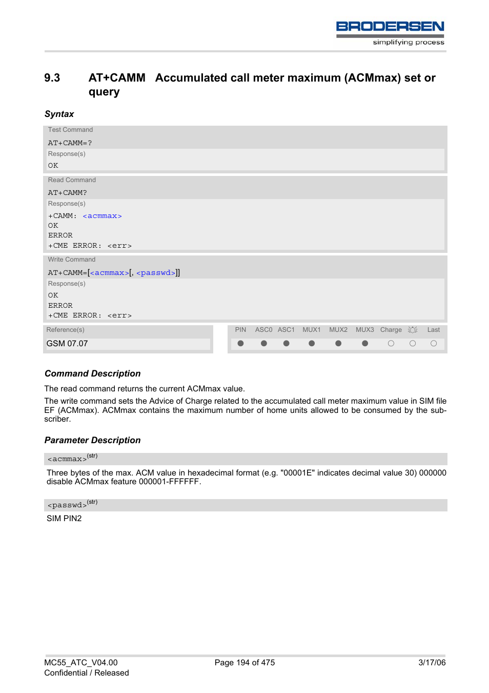 At+camm, Accu | Siemens Brodersen MC55 AT User Manual | Page 194 / 475