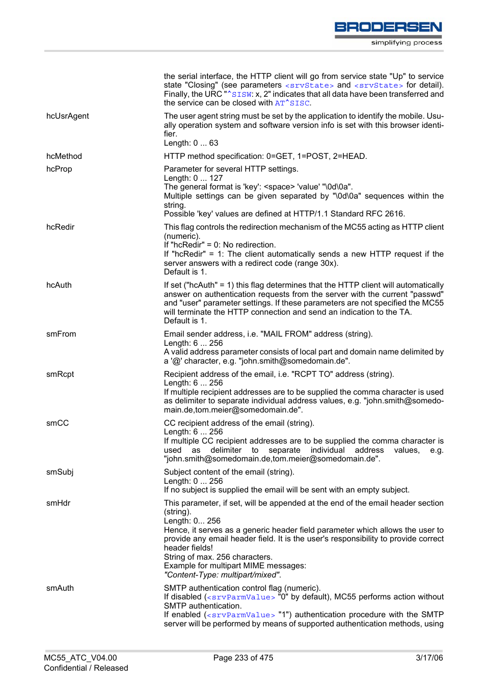 Siemens Brodersen MC55 AT User Manual | Page 233 / 475