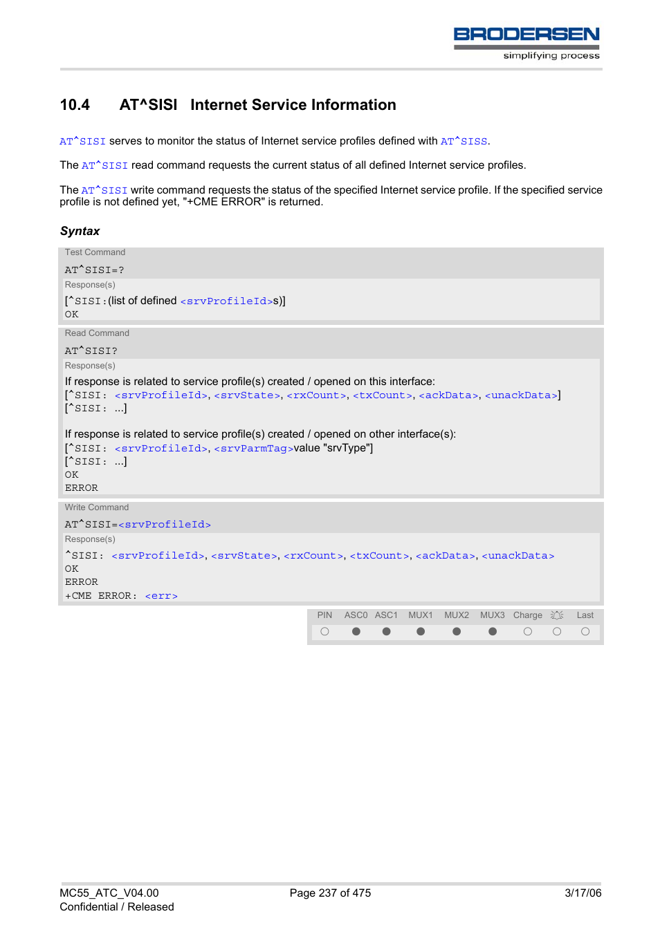4 at^sisi internet service information, At^sisi | Siemens Brodersen MC55 AT User Manual | Page 237 / 475