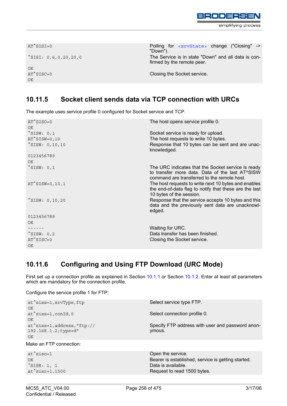 6 configuring and using ftp download (urc mode) | Siemens Brodersen MC55 AT User Manual | Page 258 / 475