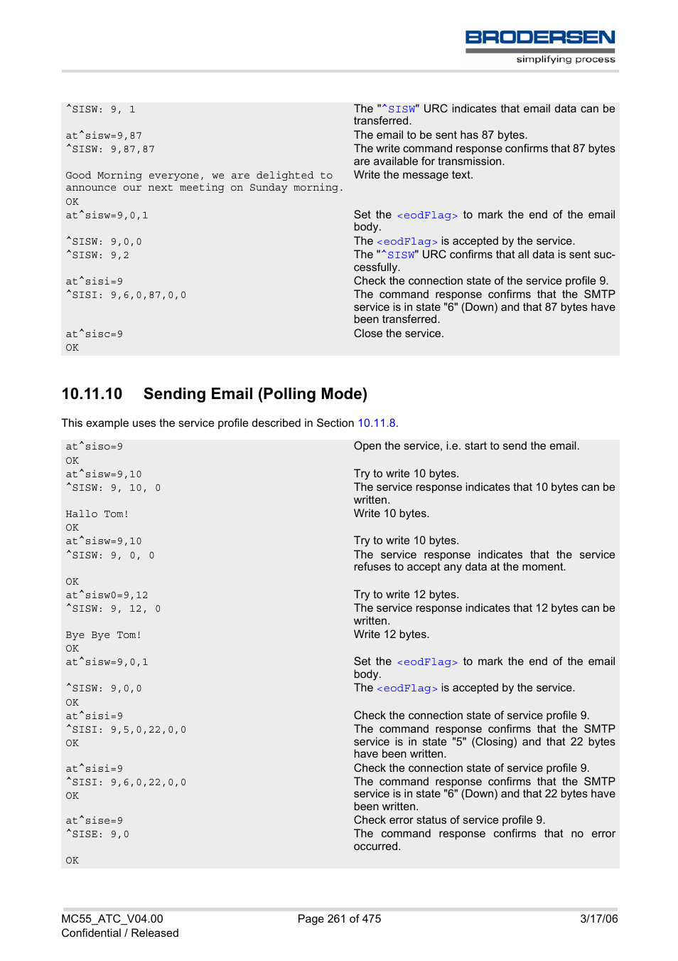 10 sending email (polling mode) | Siemens Brodersen MC55 AT User Manual | Page 261 / 475