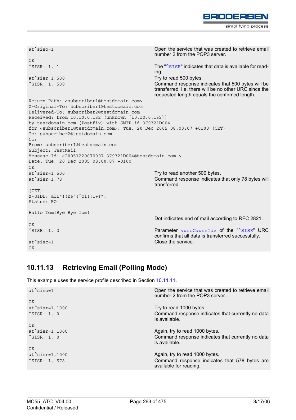 13 retrieving email (polling mode) | Siemens Brodersen MC55 AT User Manual | Page 263 / 475