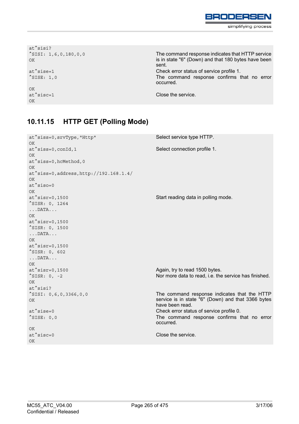 15 http get (polling mode) | Siemens Brodersen MC55 AT User Manual | Page 265 / 475