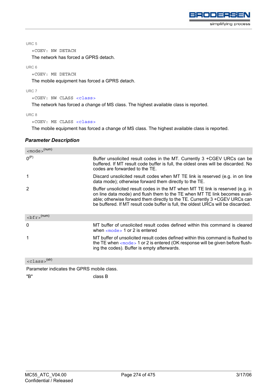 Mode, Cgerep | Siemens Brodersen MC55 AT User Manual | Page 274 / 475