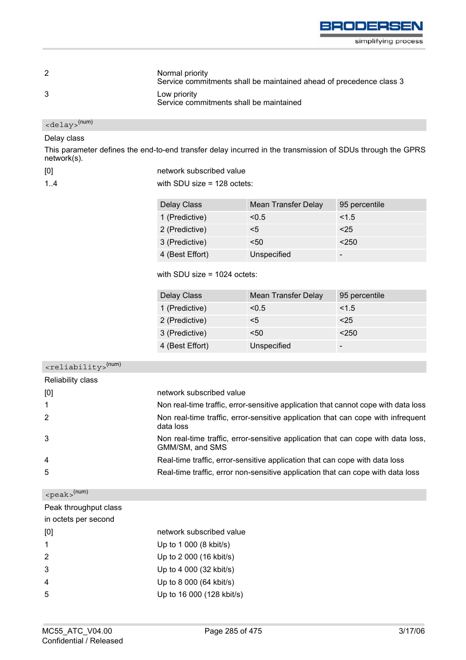 Delay, Reliability, S), (list | Peak | Siemens Brodersen MC55 AT User Manual | Page 285 / 475