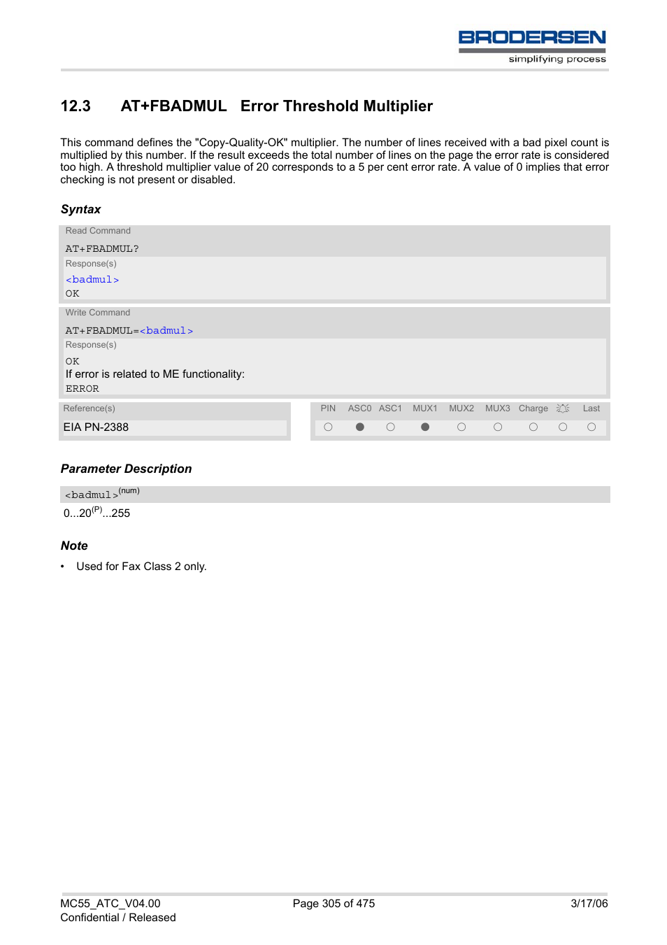 3 at+fbadmul error threshold multiplier | Siemens Brodersen MC55 AT User Manual | Page 305 / 475