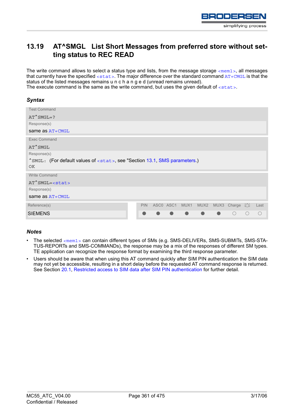 Siemens Brodersen MC55 AT User Manual | Page 361 / 475