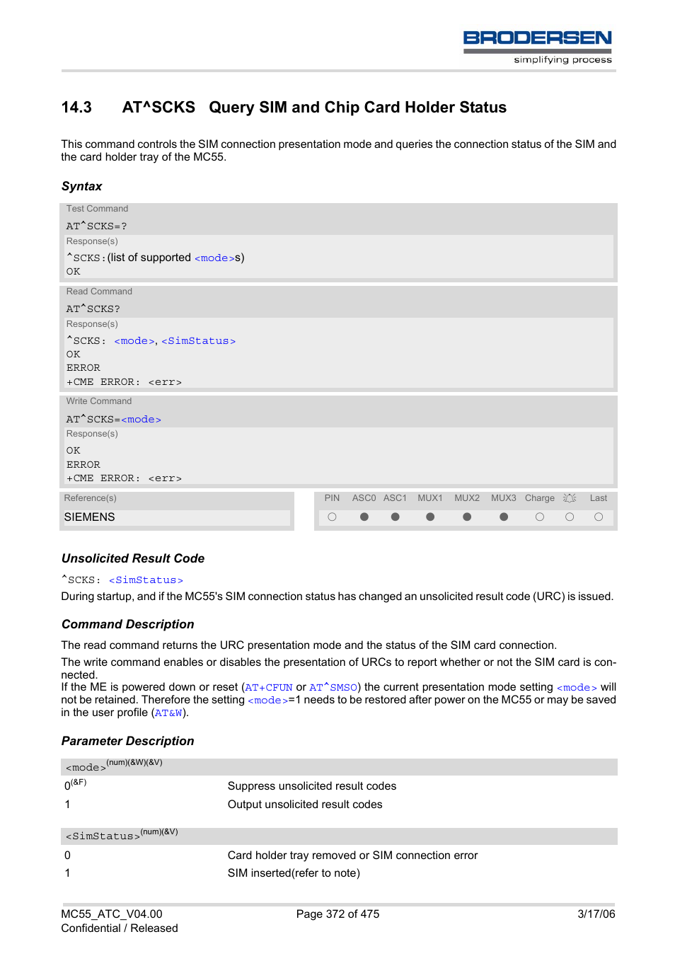 3 at^scks query sim and chip card holder status | Siemens Brodersen MC55 AT User Manual | Page 372 / 475