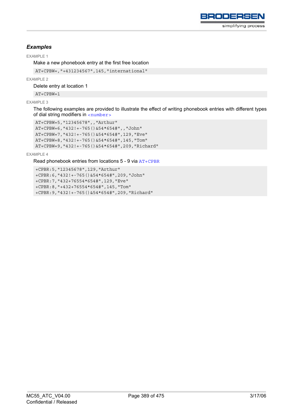Examples | Siemens Brodersen MC55 AT User Manual | Page 389 / 475