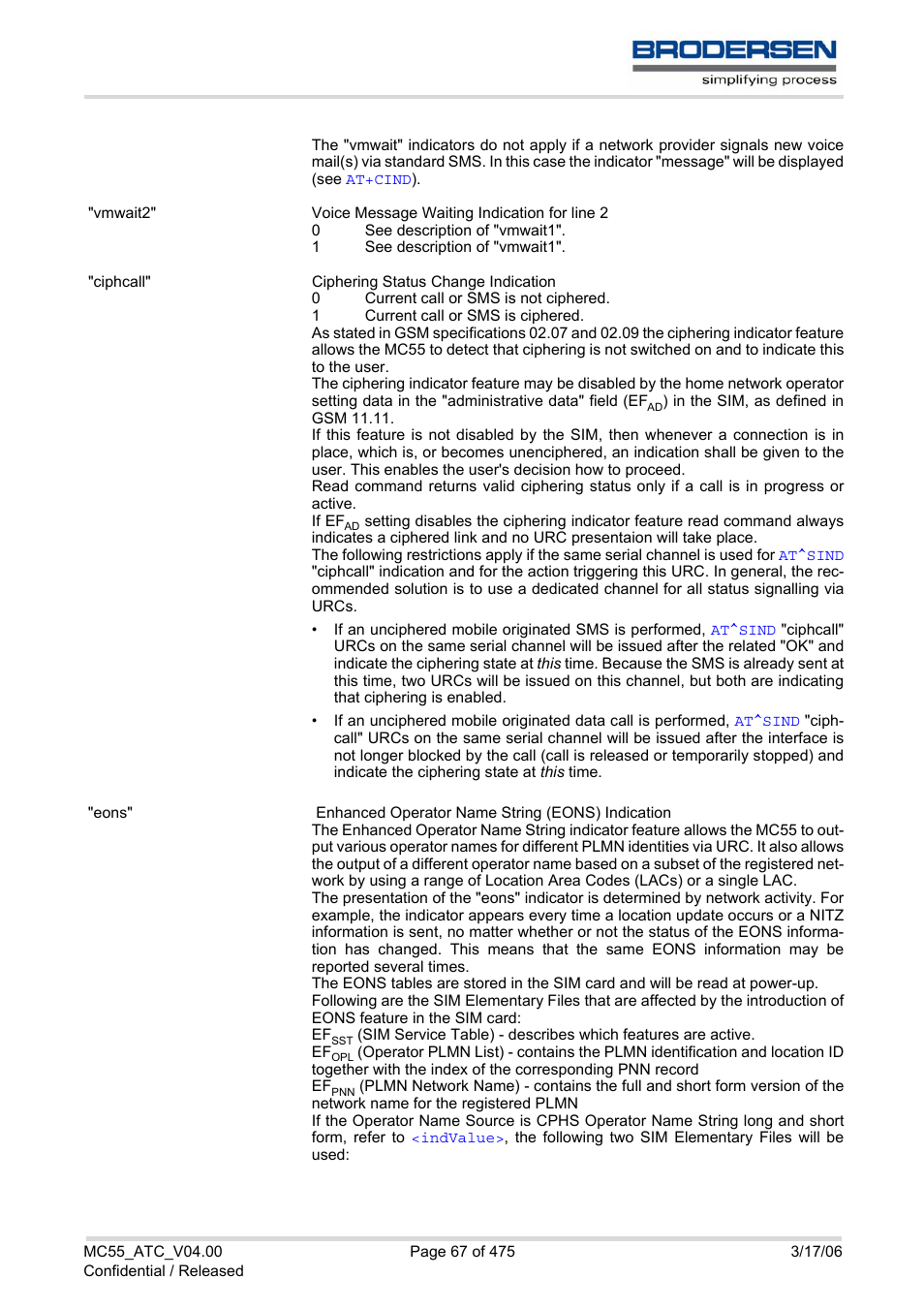 Siemens Brodersen MC55 AT User Manual | Page 67 / 475