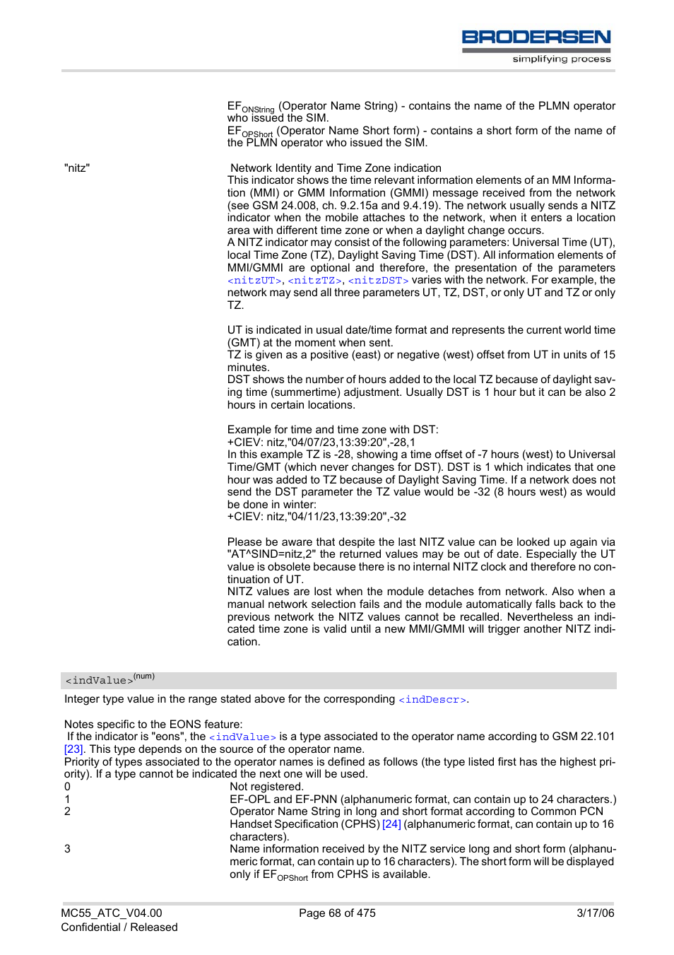 Indvalue, The following two sim elementary | Siemens Brodersen MC55 AT User Manual | Page 68 / 475