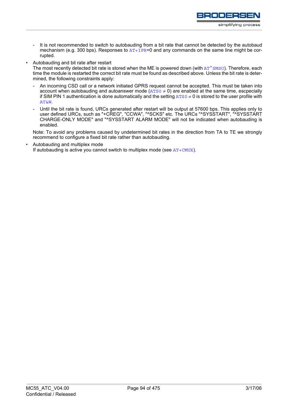 Siemens Brodersen MC55 AT User Manual | Page 94 / 475