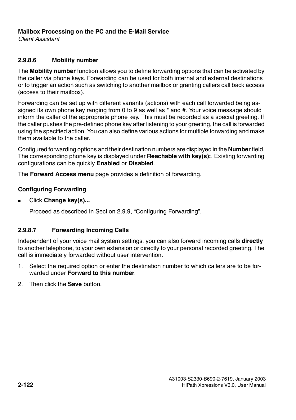 6 mobility number, 7 forwarding incoming calls | Siemens HiPath Xpressions Unified Messaging User Manual | Page 138 / 278