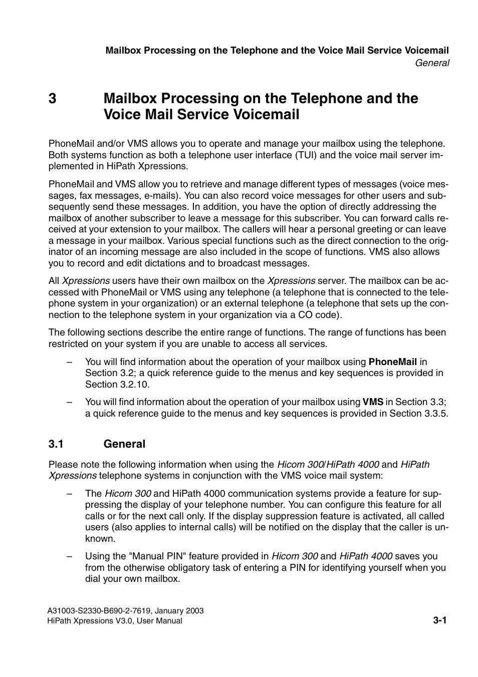 1 general, 1 general -1 | Siemens HiPath Xpressions Unified Messaging User Manual | Page 161 / 278