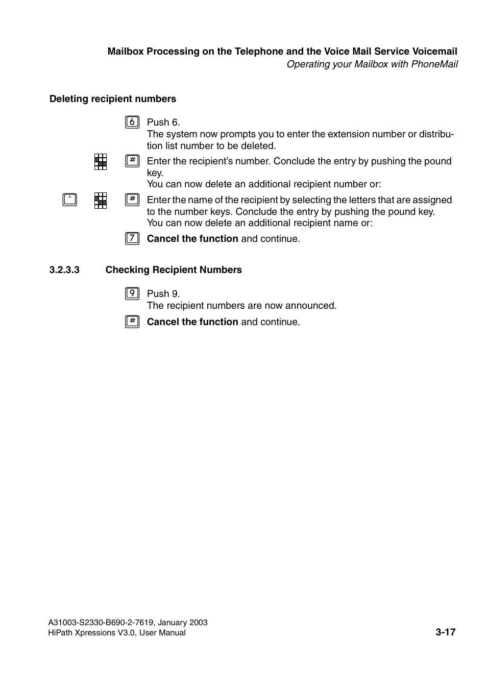 3 checking recipient numbers, 3 checking recipient numbers -17 | Siemens HiPath Xpressions Unified Messaging User Manual | Page 177 / 278