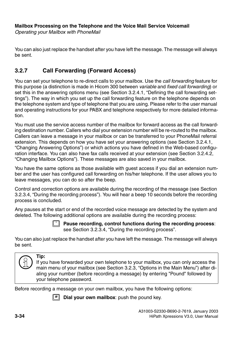 7 call forwarding (forward access), 7 call forwarding (forward access) -34 | Siemens HiPath Xpressions Unified Messaging User Manual | Page 194 / 278