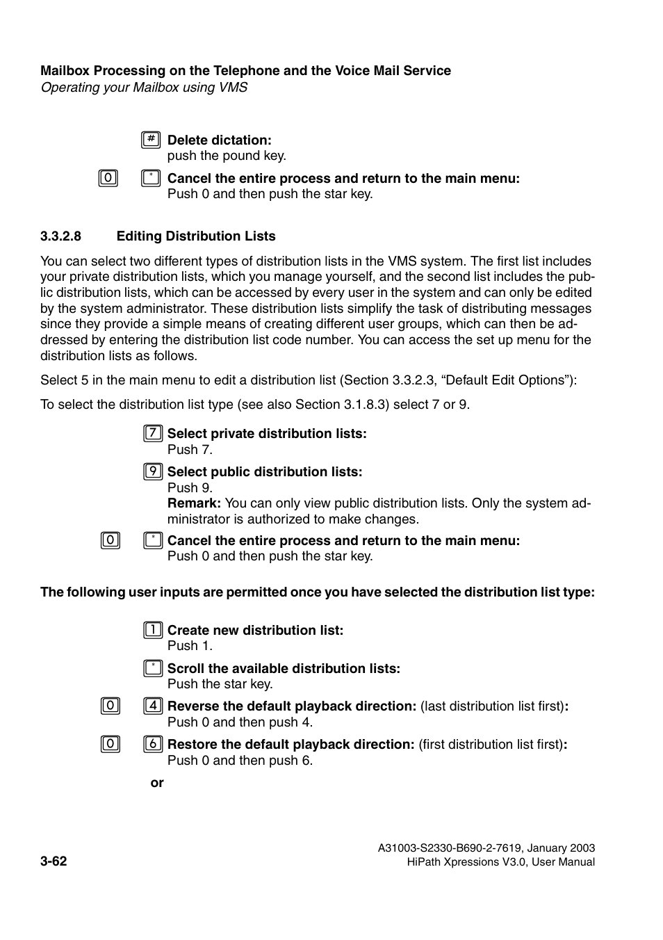 8 editing distribution lists, 8 editing distribution lists -62 | Siemens HiPath Xpressions Unified Messaging User Manual | Page 222 / 278