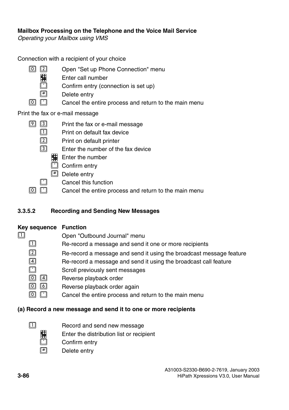 2 recording and sending new messages, 2 recording and sending new messages -86 | Siemens HiPath Xpressions Unified Messaging User Manual | Page 246 / 278