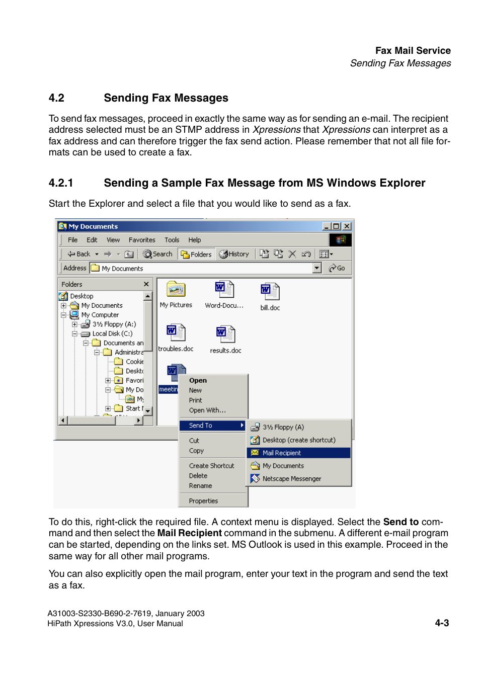 2 sending fax messages, 2 sending fax messages -3 | Siemens HiPath Xpressions Unified Messaging User Manual | Page 261 / 278