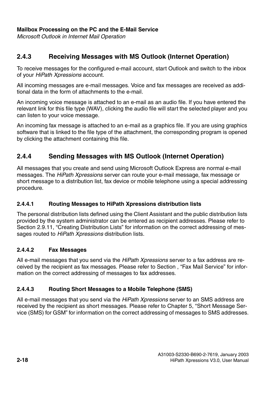 2 fax messages | Siemens HiPath Xpressions Unified Messaging User Manual | Page 34 / 278