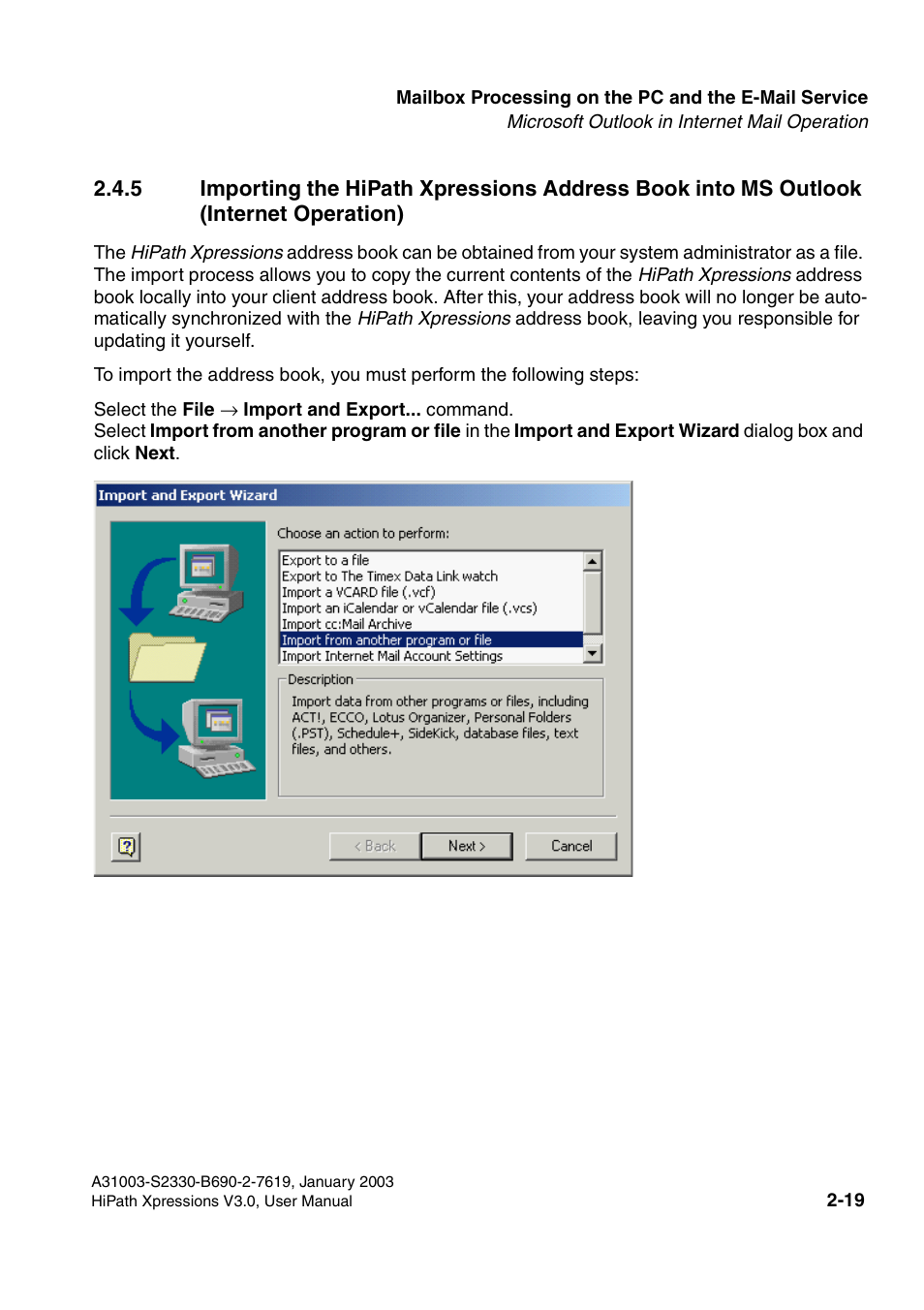 Internet operation) -19 | Siemens HiPath Xpressions Unified Messaging User Manual | Page 35 / 278