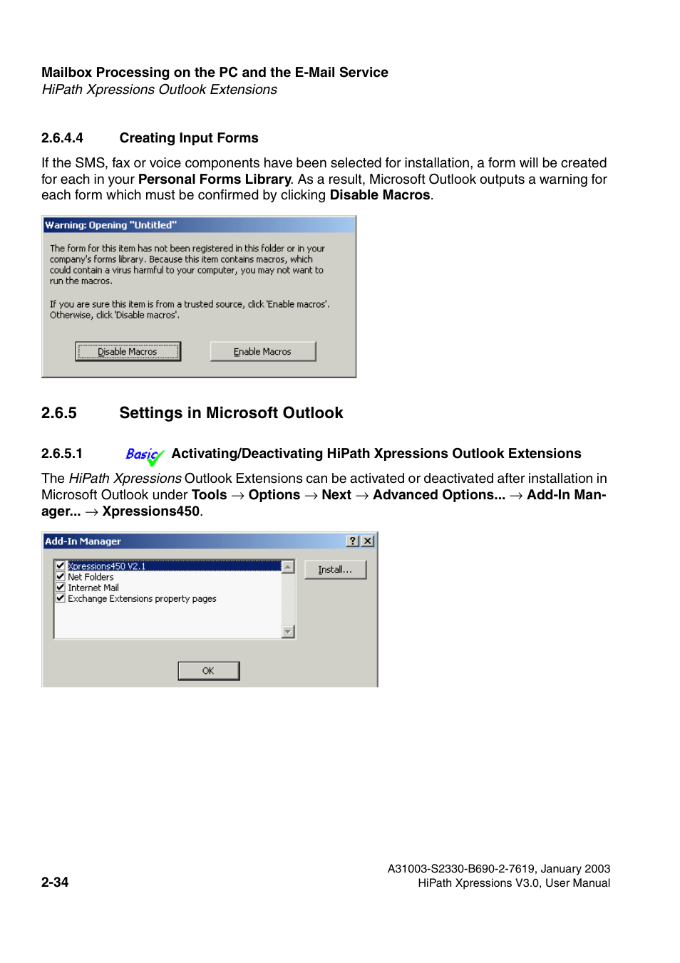 4 creating input forms, 5 settings in microsoft outlook, 4 creating input forms -34 | 5 settings in microsoft outlook -34 | Siemens HiPath Xpressions Unified Messaging User Manual | Page 50 / 278