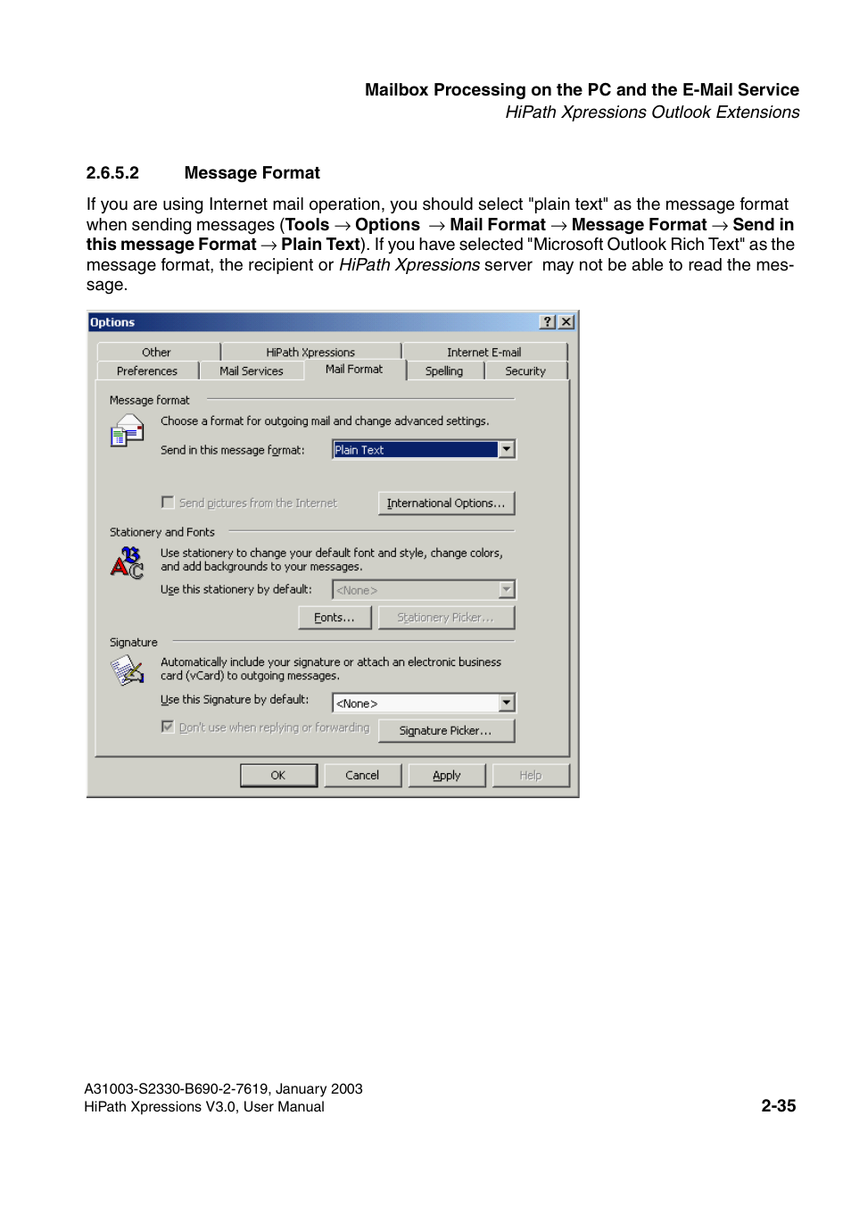 2 message format, 2 message format -35 | Siemens HiPath Xpressions Unified Messaging User Manual | Page 51 / 278