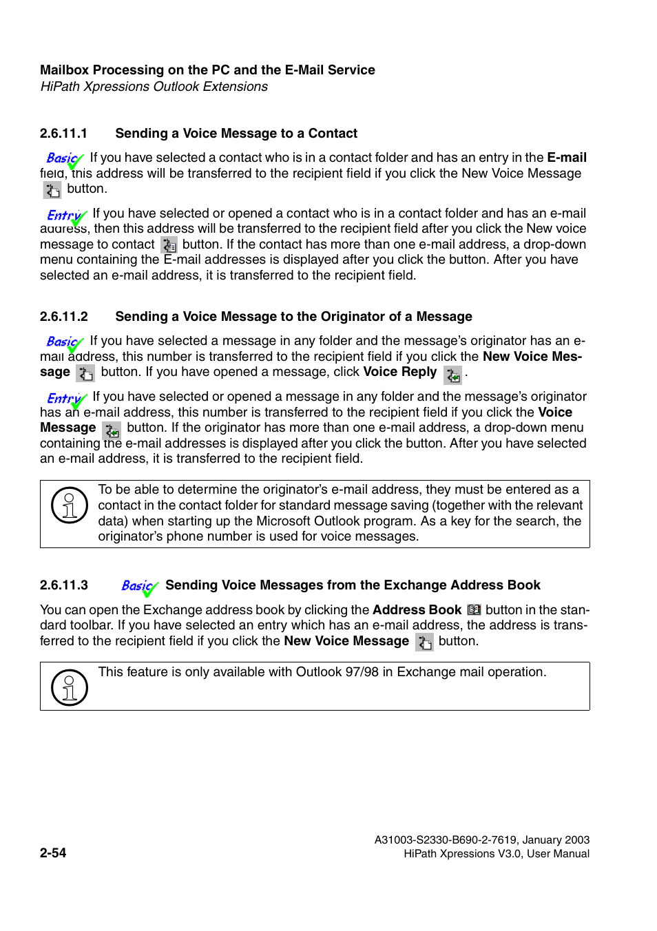 1 sending a voice message to a contact | Siemens HiPath Xpressions Unified Messaging User Manual | Page 70 / 278