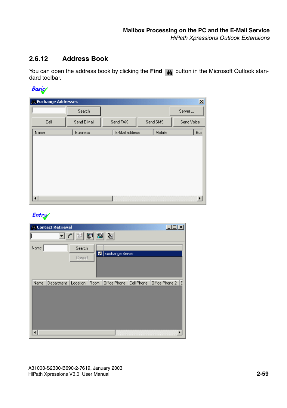 12 address book, 12 address book -59 | Siemens HiPath Xpressions Unified Messaging User Manual | Page 75 / 278