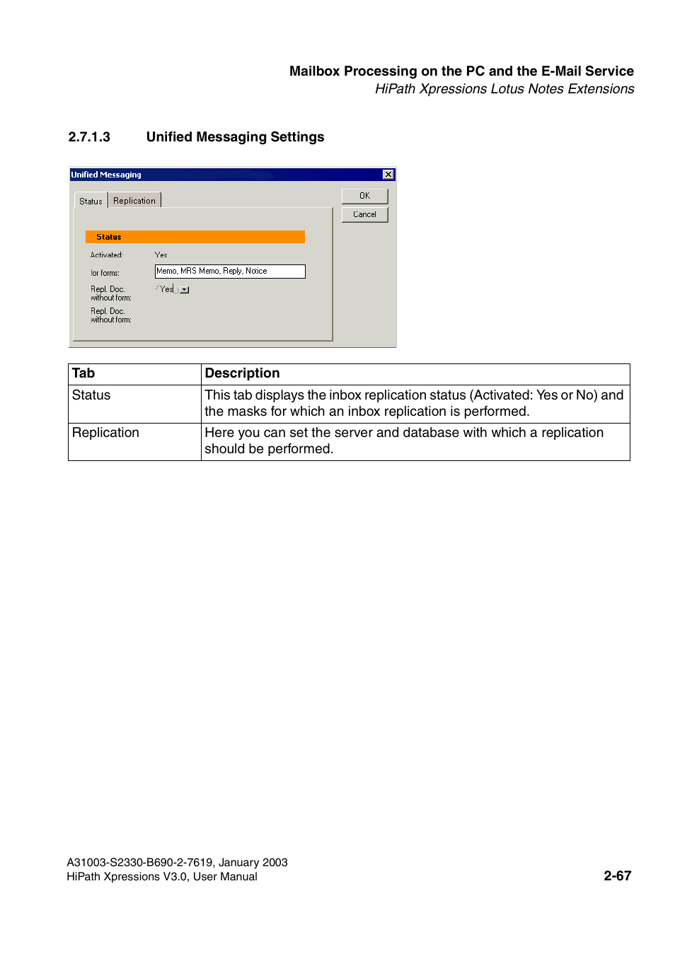 3 unified messaging settings, 3 unified messaging settings -67 | Siemens HiPath Xpressions Unified Messaging User Manual | Page 83 / 278