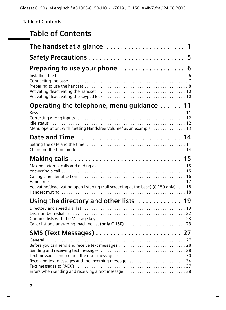 Siemens Gigaset C100 DECT User Manual | Page 3 / 87