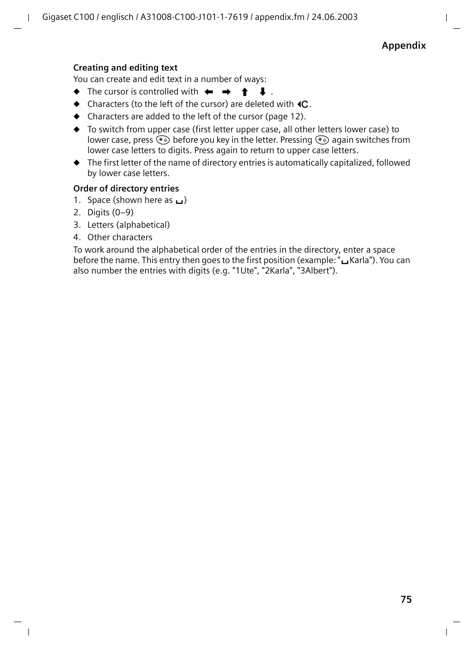 Siemens Gigaset C100 DECT User Manual | Page 76 / 87