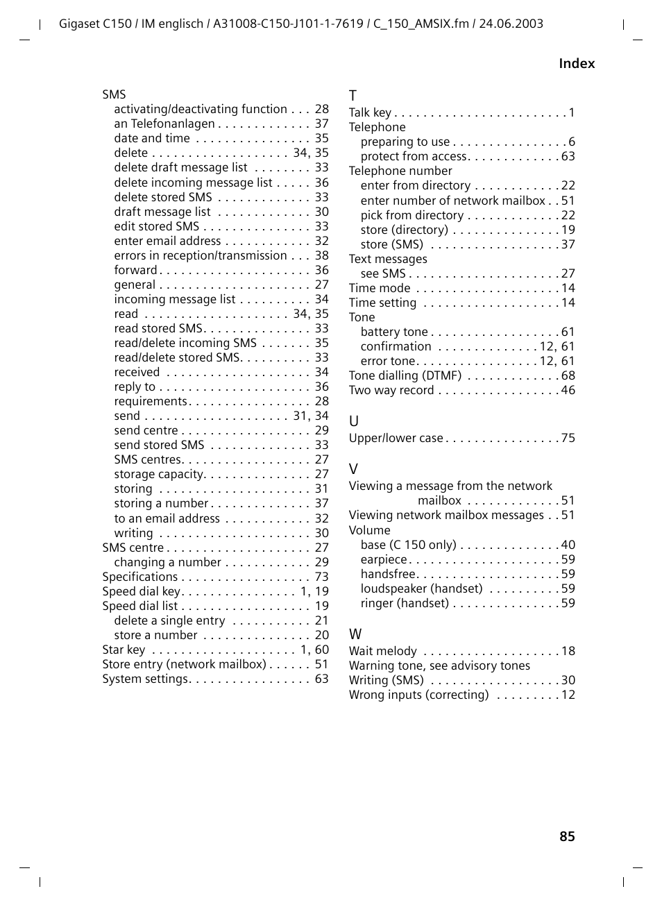 Siemens Gigaset C100 DECT User Manual | Page 86 / 87