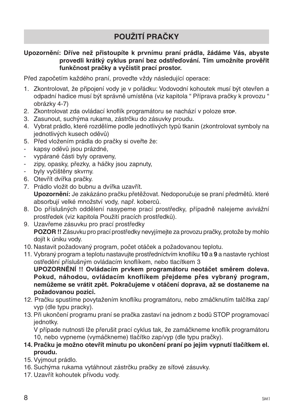 Použití pračky | Ardo A1000X User Manual | Page 24 / 88